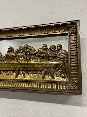 Wall Decor | Vintage Last Supper Mirror W Gold Plastic Frame Wall ...